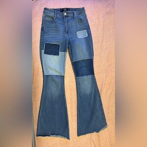 Hollister Patchwork Flare Jeans - Denim Blue